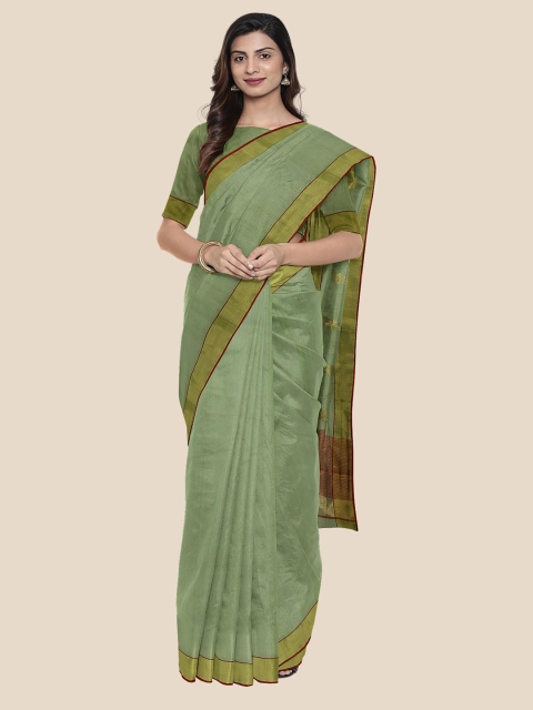 

KLM Fashion Mall Green Ethnic Motifs Zari Chanderi Saree