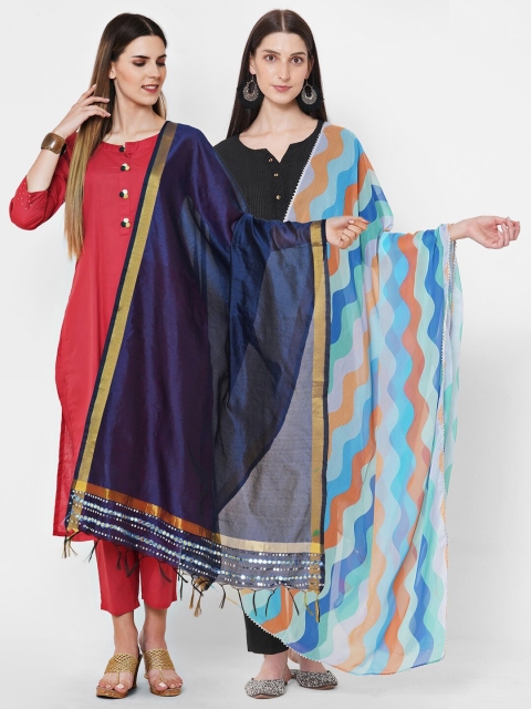 

Get Wrapped Blue & Brown Embroidered Dupatta