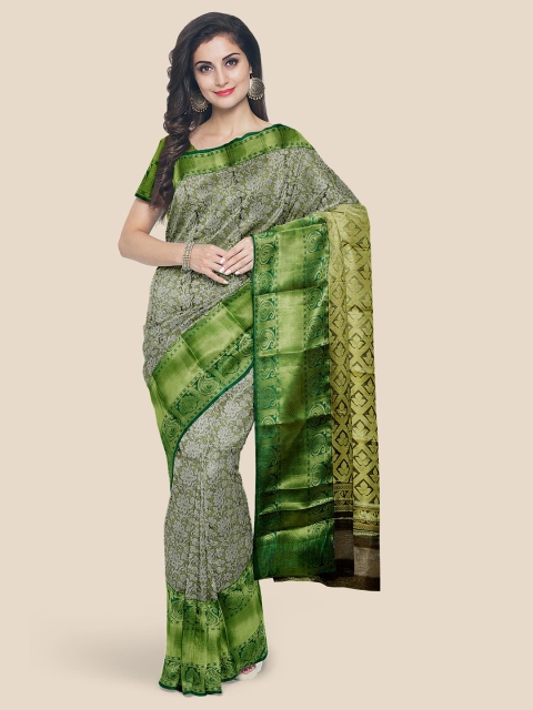 

Kalamandir Green Woven Design Silk Blend Kanjeevaram Saree