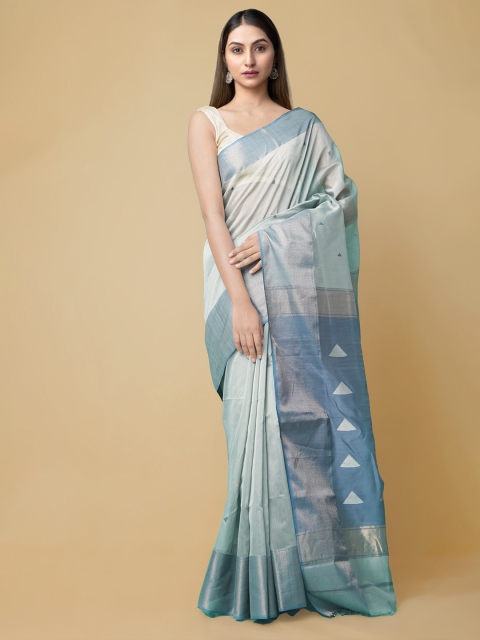

Unnati Silks Blue Silk Cotton Maheshwari Saree