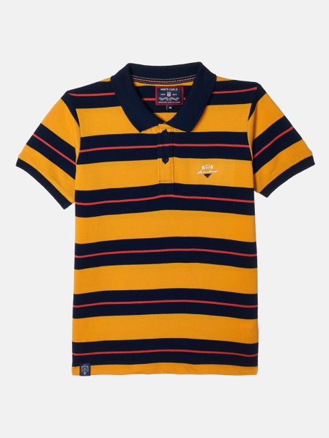 

Monte Carlo Boys Mustard & Navy Blue Striped Polo Collar T-shirt