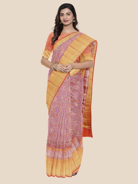 

Kalamandir Violet & Blue Ethnic Motifs Zari Silk Blend Saree