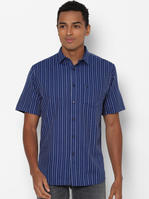 

Allen Solly Men Blue & White Slim Fit Pinstripes Striped Casual Shirt