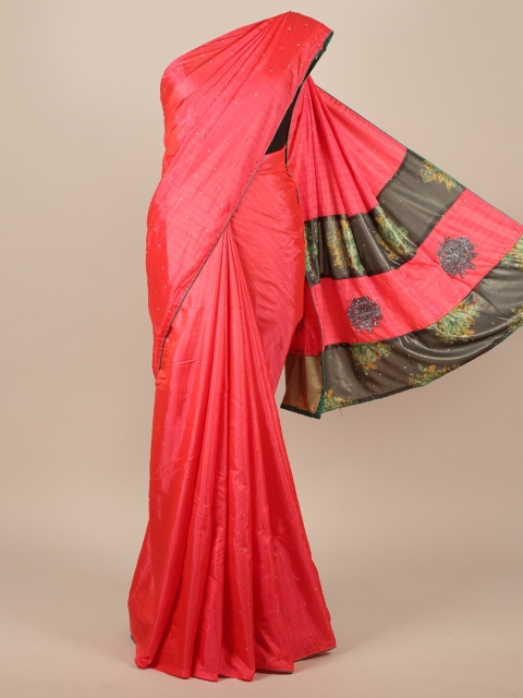 

Pothys Pink Sequinned Jute Silk Saree