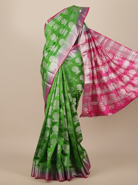 

Pothys Green & Pink Ethnic Motifs Zari Jute Silk Saree