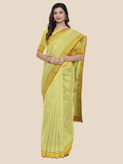 

KLM Fashion Mall Yellow Woven Design Chanderi Saree