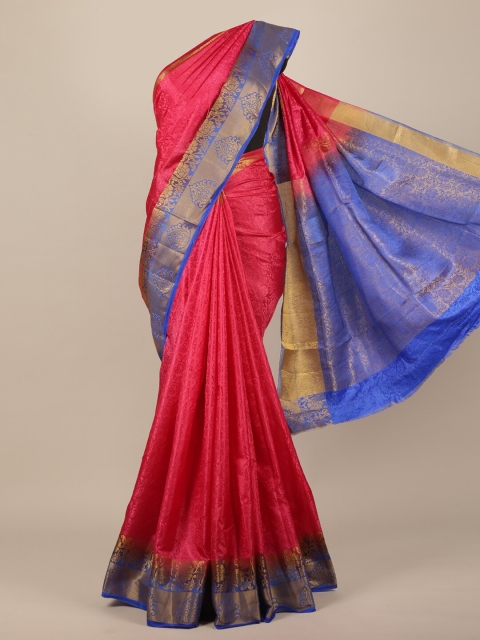 

Pothys Pink & Blue Woven Design Jute Silk Saree