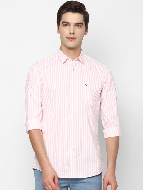 

Allen Solly Men Pink & White Slim Fit Striped Casual Shirt