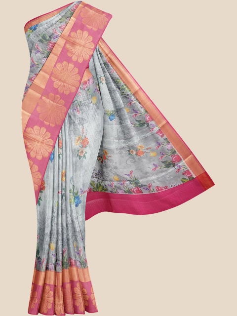 

Kalamandir Grey & Red Woven Design Silk Blend Banarasi Saree