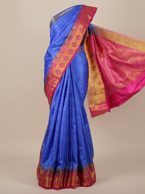 

Pothys Blue & Orange Woven Design Jute Silk Saree