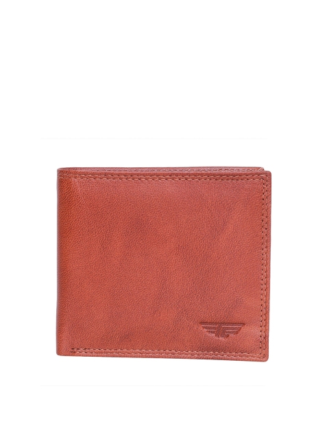 

Red Tape Men Rust Textured Leather Two Fold Wallet with RFID