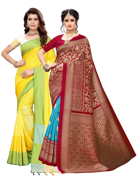 

KALINI Pack of 2 Yellow & Blue Art Silk Saree