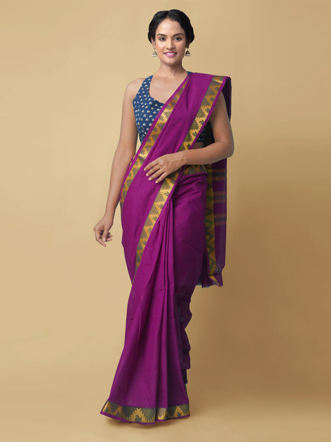 

Unnati Silks Purple Pure Cotton Venkatgiri Saree