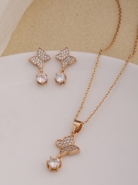 

Shoshaa Gold-Plated White Stone-Studded Handcrafted Jewellery Set