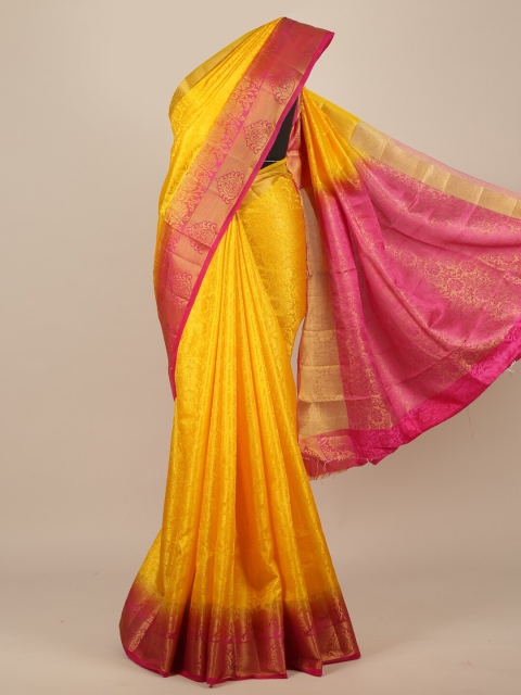 

Pothys Yellow & Pink Woven Design Jute Silk Saree
