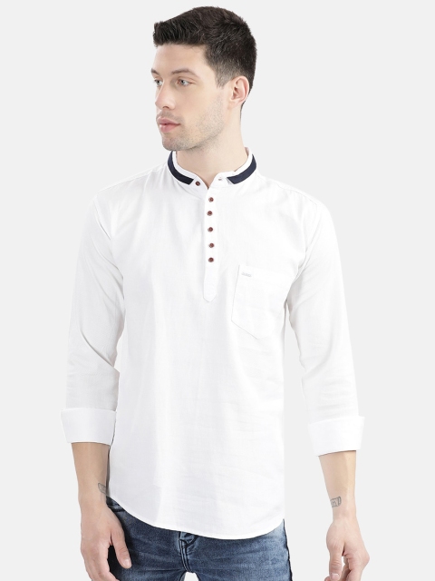 

V2 Value & Variety Men White Mandarin Collar Short Kurta