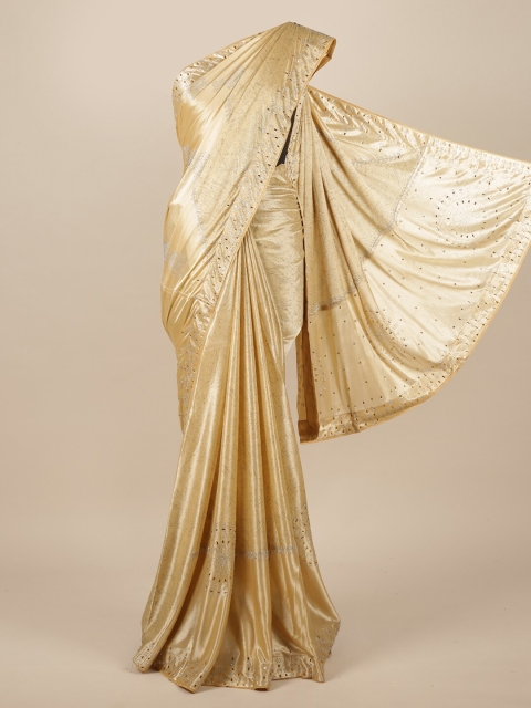 

Pothys Cream Embellished Satin Saree