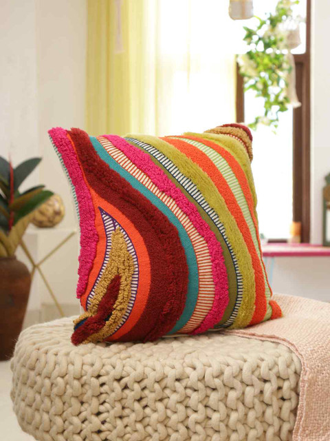 

Amoliconcepts Pink & Green Geometric Square Cushion Covers