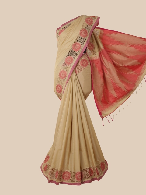 

Pothys Cream & Red Jute Silk Saree