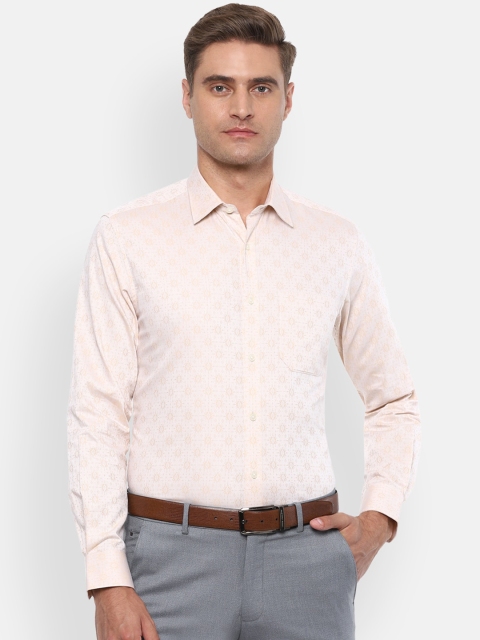 

Louis Philippe Men Peach Coloured Slim Fit Printed Casual Shirt