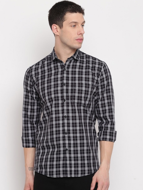 

Richlook Men Black Slim Fit Tartan Checks Checked Casual Shirt
