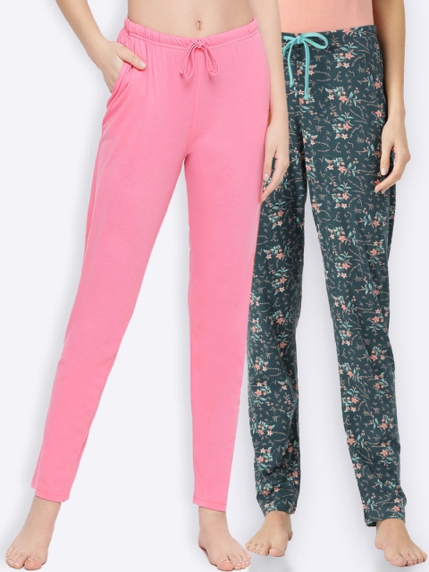 

Kanvin Women Pack Of 2 Cotton Lounge Pants, Pink