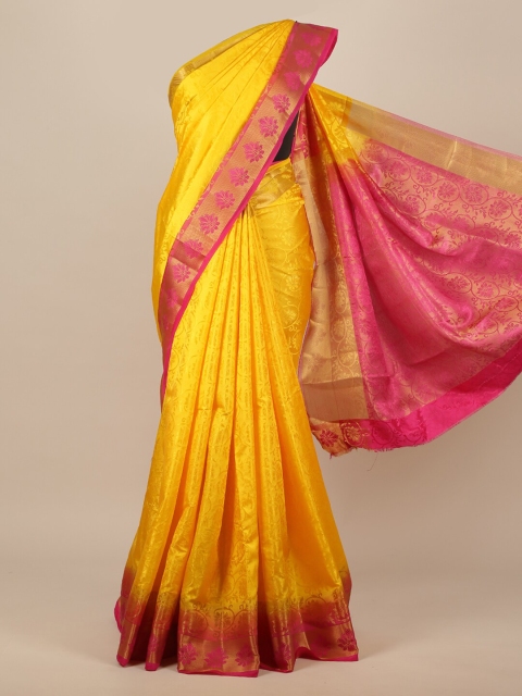 

Pothys Yellow & Pink Woven Design Jute Silk Saree