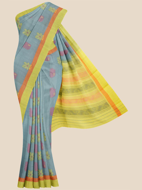 

Kalamandir Grey & Yellow Ethnic Motifs Pure Cotton Venkatgiri Saree