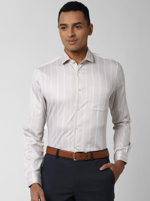 

Peter England Elite Men Cream-Coloured Slim Fit Striped Formal Shirt