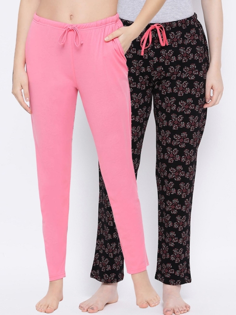

Kanvin Women Pack Of 2 Pure Cotton Lounge Pants, Pink