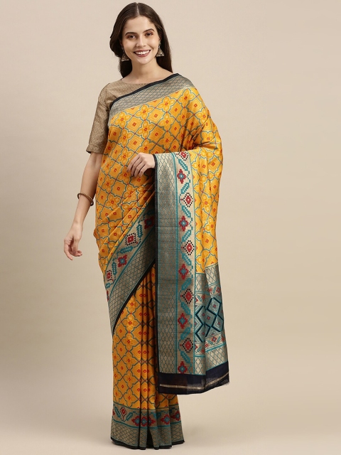 

Soch Yellow & Red Zari Silk Blend Saree