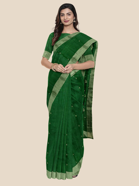 

Kalamandir Green Zari Chanderi Saree