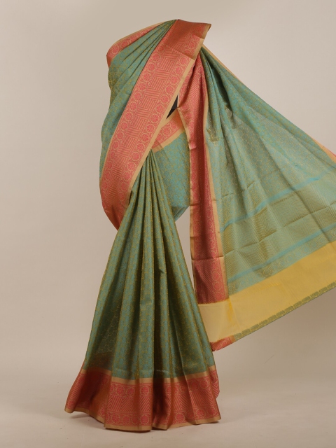 Pothys Yellow & Green Ethnic Motifs Zari Saree
