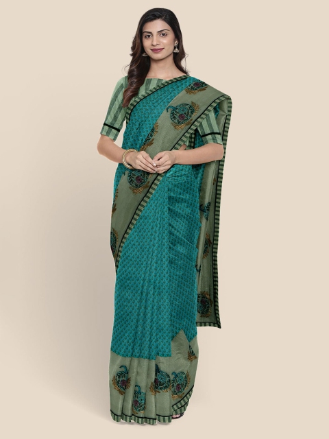 

Kalamandir Blue Floral Supernet Saree