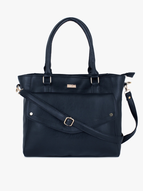 

yelloe Blue PU Structured Handheld Bag With Detachable Straps