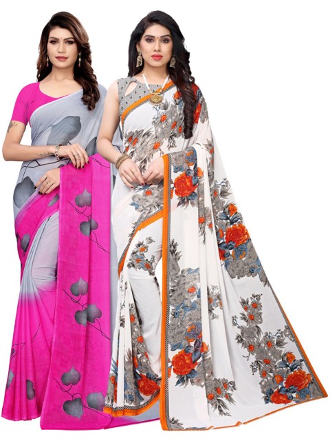 

KALINI Multi Pack of 2 Printed Sarees