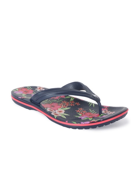 

Crocs Unisex Navy Blue & Pink Printed Croslite Thong Flip-Flops