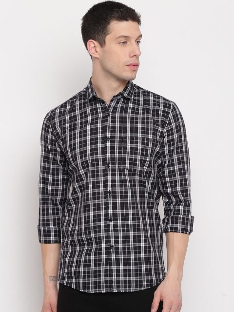 

Richlook Men Black Slim Fit Tartan Checked Casual Shirt