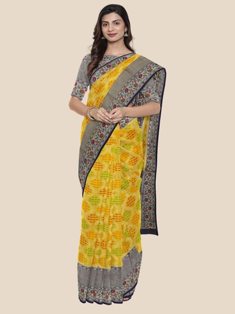 

KLM Fashion Mall Yellow & Red Ethnic Motifs Silk Blend Banarasi Saree