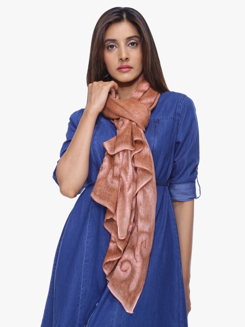 

Scarves & Glitters Women Rust & Peach-Coloured Printed Stole
