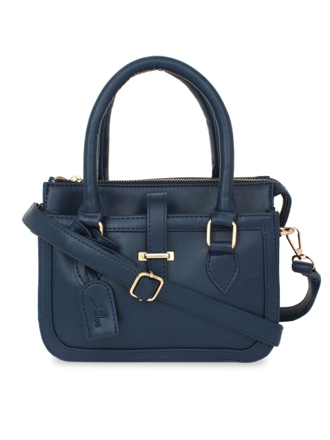 

yelloe Women Blue PU Structured Handheld Bag