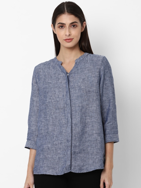 

Allen Solly Woman Blue Linen Casual Shirt