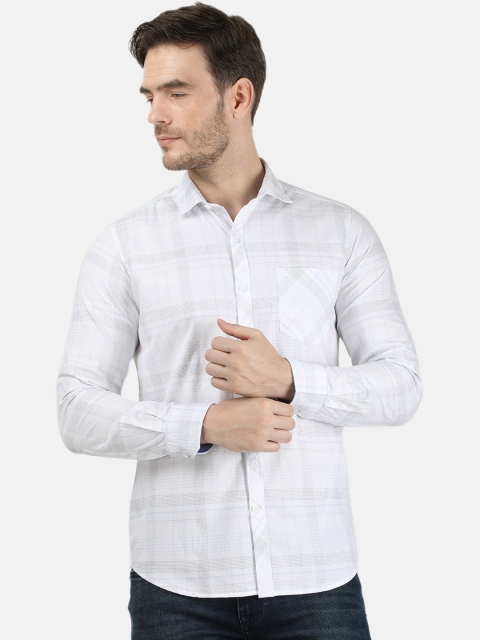 

Monte Carlo Men White Checked Casual Shirt