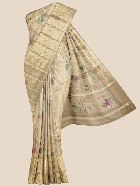 

Kalamandir Gold-Toned Floral Zari Silk Blend Banarasi Saree