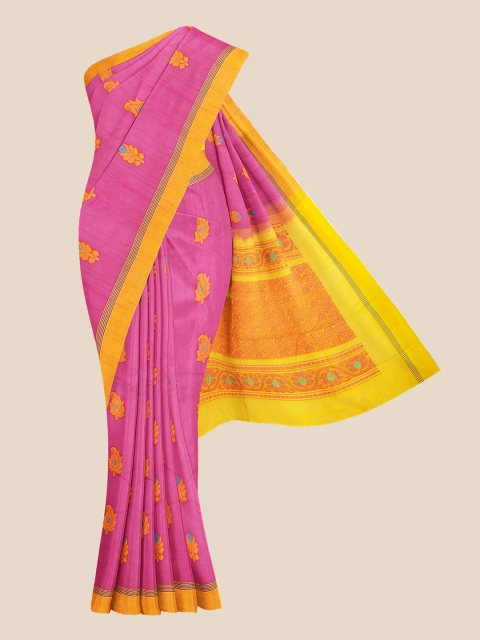 

Kalamandir Pink & Yellow Pure Cotton Venkatgiri Saree