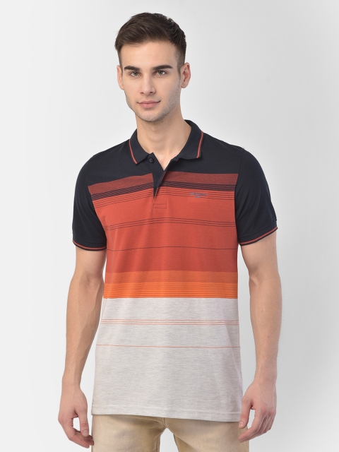 

COBB Men Red Striped Polo Collar T-shirt