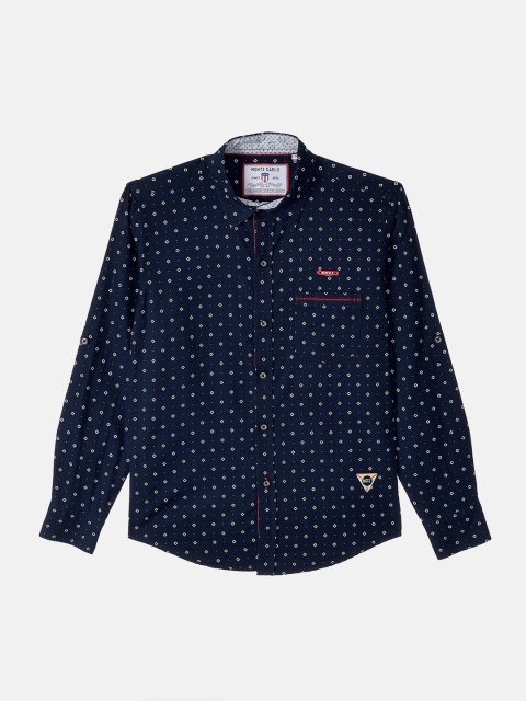 

Monte Carlo Boys Blue & White Printed Casual Shirt