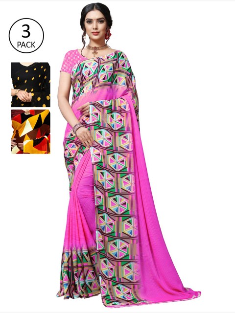 

KALINI Multi Pack of 3 Printed Saree