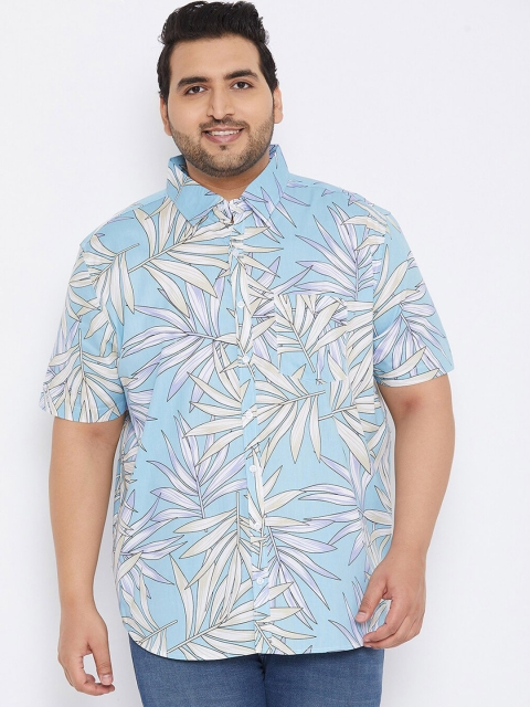 

Instafab Plus Men Blue Floral Printed Plus Size Casual Shirt