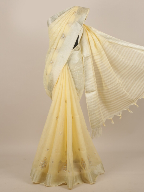 

Pothys Yellow Ethnic Motifs Cotton Blend Saree